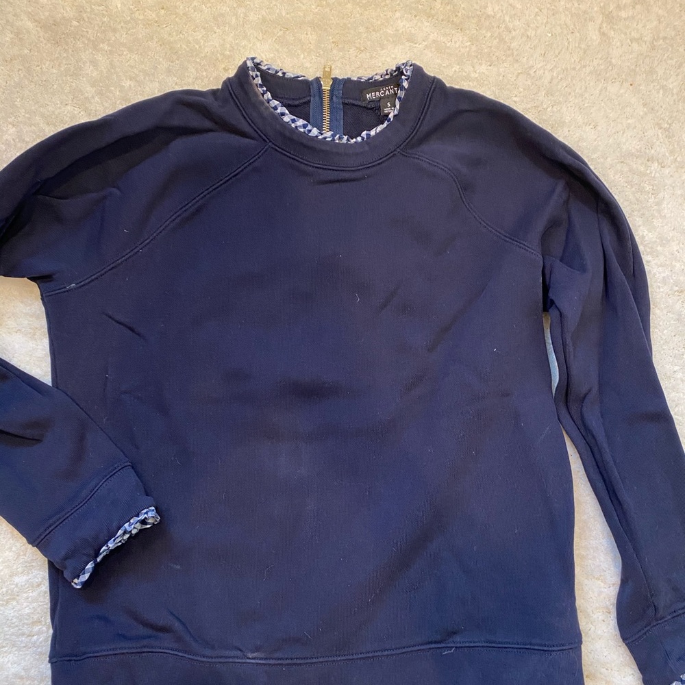 J Crew Navy ruffle sweatshirt